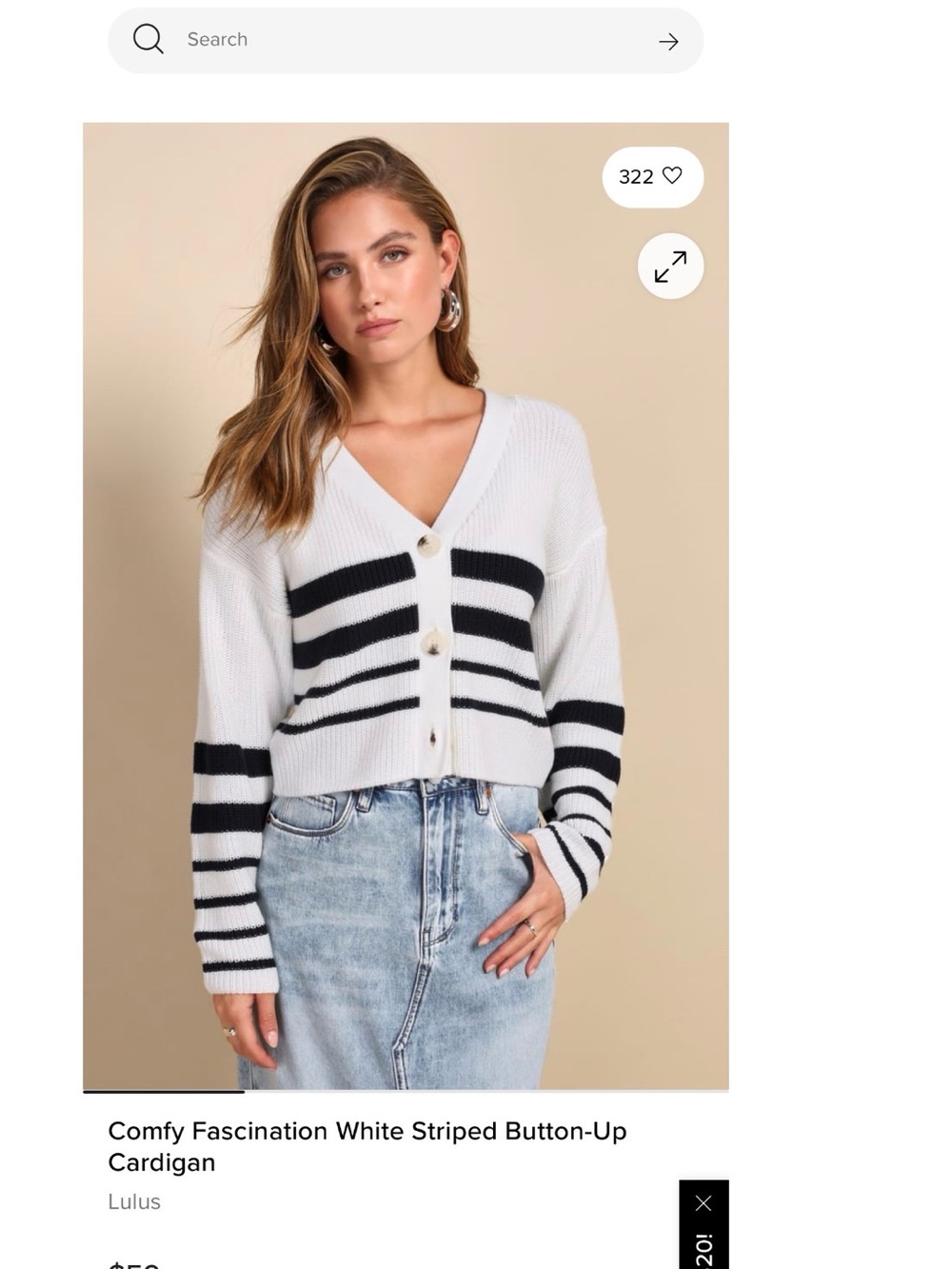 Lulu's White & Black Striped V-Neck Button-Up Cardigan